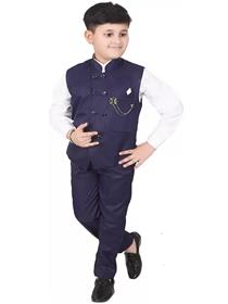 3 piece suit for kids boys shirt, pant and waistcoat set solid suit(f)