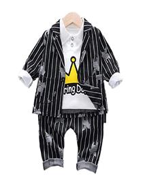 3 piece suit for boys party suit coat with polo t-shirt and trouser  (a)