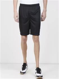 Solid men black sports shorts (f)