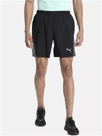 Solid men black sports shorts (f)