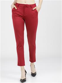 Trousers for women maroon slim fit,fancy,simple designer,party wear trousers(m)