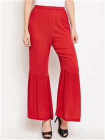 Trousers for women red regular fit solid bootcut trousers ,fancy,designer,party wear trousers(m)