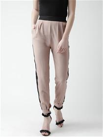 Trousers for women beige & black peg leg regular fit striped peg trousers ,fancy,designer,party wear trousers(m)