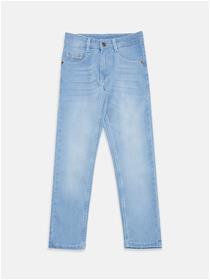 Boys blue tapered fit heavy fade stretchable jeans