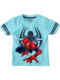 Boys blue & red spiderman printed slim fit t-shirt