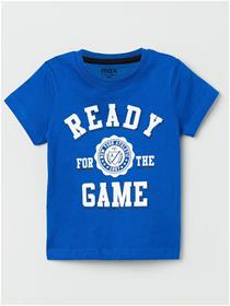 Boys blue typography printed cotton t-shirt