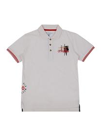 Boys off-white solid polo collar t-shirt