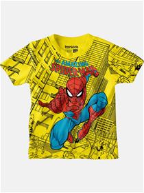 Boys mustard yellow the amazing spiderman printed slim fit t-shirt