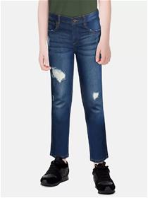 Boys slim mid rise blue jeans (f)