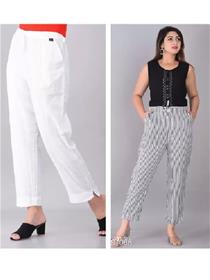 Regular fit women white,grey pure cotton trousers,party wear formal pant (f)
