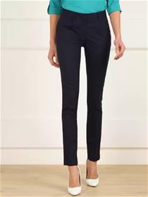 Regular fit women blue polyester viscose blend trousers,fancy formal pant (f)