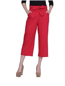 Formal pant for women casual rayon solid flat front cullotes pant (a)