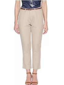 Formal pant for women slim fit women beige cotton blend (f)