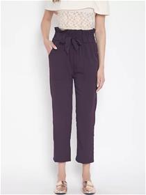 Formal pant for women slim fit purple crepe pant (f)