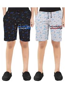 Half pant for boys casual printed cotton blend (multicolor)  (f)