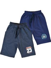Half pant for boys casual printed cotton fleece blend  (dark blue,pack of 2) (f)