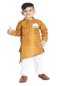 Kids boys kurta pyjama  set ( yellow pack of 1)