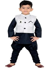 Kids boys kurta pyjama  set ( black pack of 1)