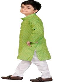 Boys festive& party kurta,waistcoat pyjama set ( green pack of  1)]