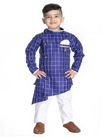 Boys festive& party kurta,waistcoat pyjama set ( blue pack of 1)