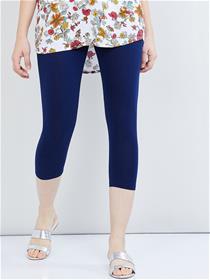Leggings for women navy blue solid three-fourth length leggings,fancy,designer & party wear (m)