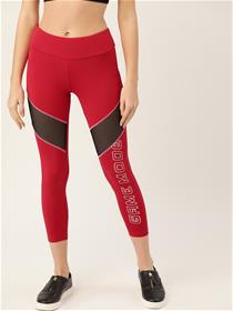 Leggings for women red and black colourblocked cropped tights,fancy,designer,party wear(m)
