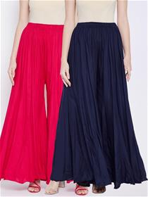 Plazo for women navy blue & pink pack of flared palazzos(m),fancy,simple designer,party wear