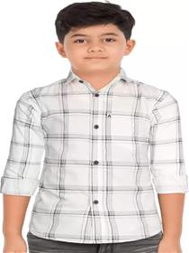 Boys regular fit checkered cut away collar casual shirt (f)