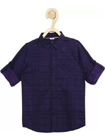 Boys slim fit checkered spread collar casual shirt (f)
