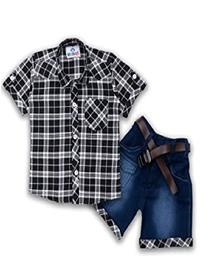 Kidling kids half sleeve checkered shirt & shorts set (a)
