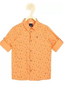 Shirt for boys slim fit printed casual shirt (orange) (f)