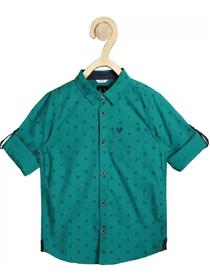 Shirt for boy slim fit printed spread collar casual shirt (f)