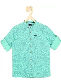 Shirt for boys regular fit floral print mandarin collar casual shirt (f)