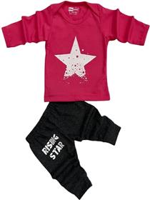 Shirt and pants set pink cartoon print baby t-shirt (a)