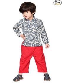 Shirt and pants set clothes grey red 1-2 years kurta shirt with pant(a)