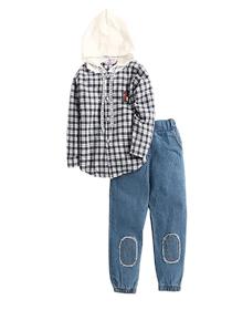 Shirt and pants set hopscotch boy's cotton hooded hoodie (a)