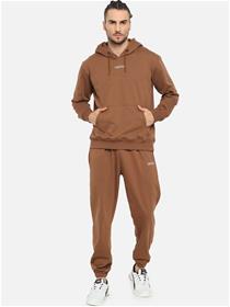 Track pant for men brown & white solid cotton tracksuit (m)