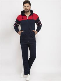 Track pant for men navy blue & red colourblocked tracksuit (m)