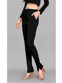 Trousers for women black cotton blend trousers