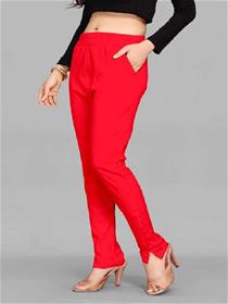 Trousers for women red cotton blend trousers