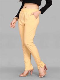 Trousers for women yellow cotton blend trousers