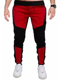 Track pants for men color block men red, black dress (f)