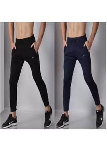 Track pants for men solid black dress (f)