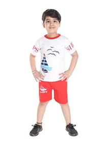 New gen boys t-shirt pant(white & red) (a)