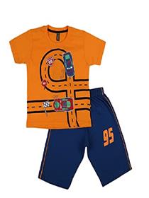 Vmart boys printed knit-knit round neck clothing set (a)