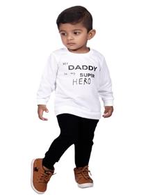 Fancy cotton blend daddy printed t-shirt & track pant for kids (a)