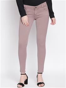 Jeans for women mauve slim fit mid -rise clean look stretchable jeans