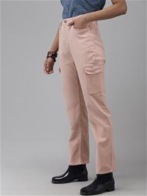 Women pink boyfriend fit high rise stretchable jeans