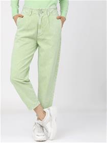 Women green high -rise strechable jeans