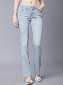 Women blue bootcut md- rise clean  look stretchable jeans